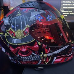 Large Red Samurai ILM Motorcycle Helmet