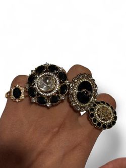 New | Set of 4 Indian Black Adjustable Rings