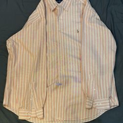 Polo Ralph Lauren Mens Classic Fit Long Sleeve Stripes Mens Orange