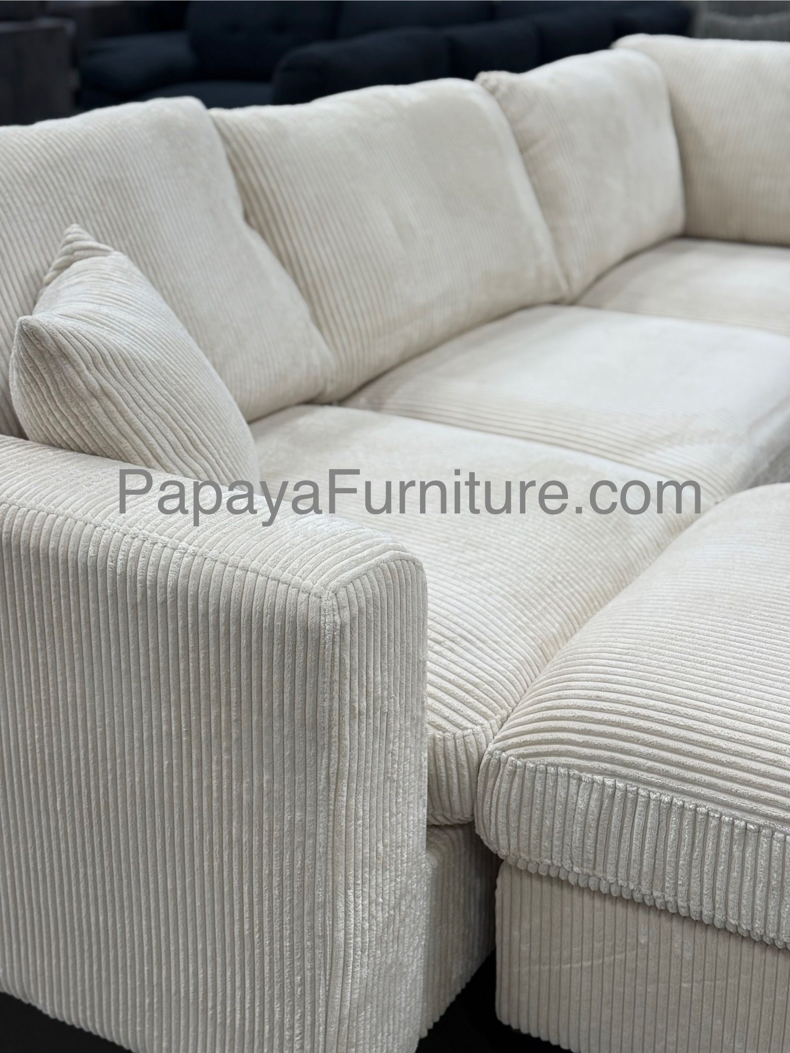 New! Ivory White Sectional And Ottoman Couch Set Contemporary Modern