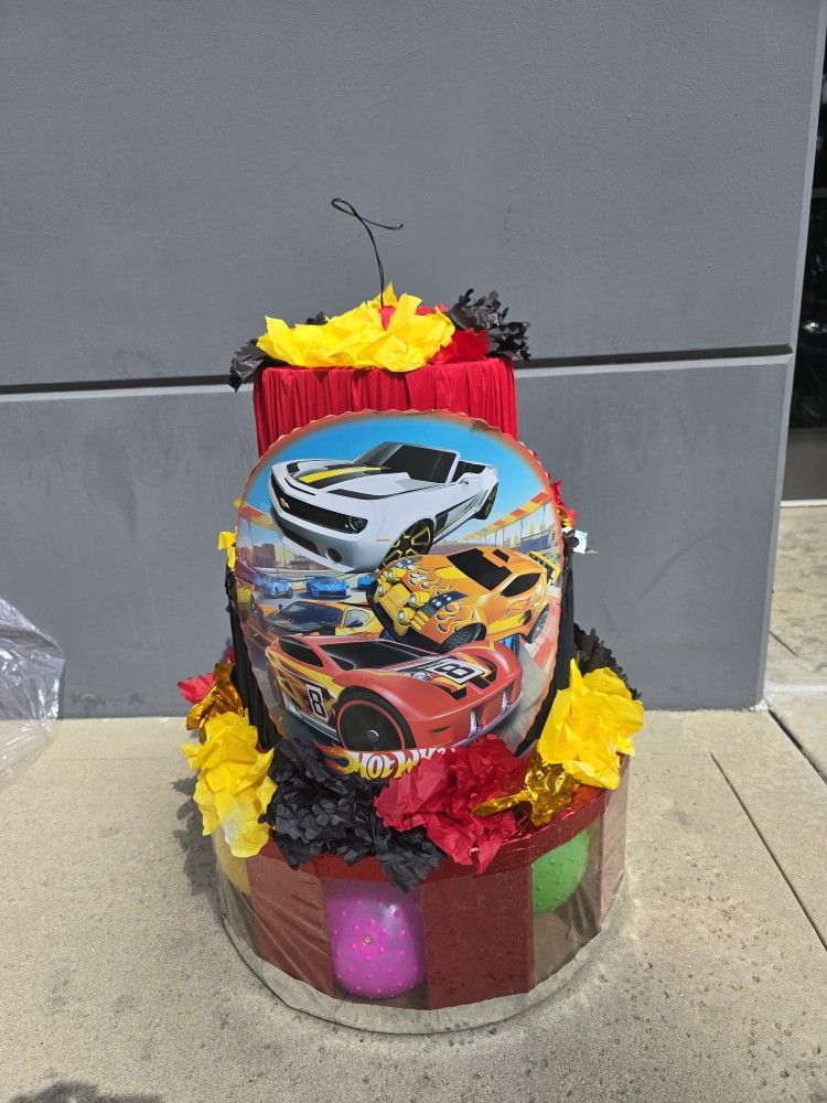 Hot Wheels, Race Cars Theme Piñata With Balls