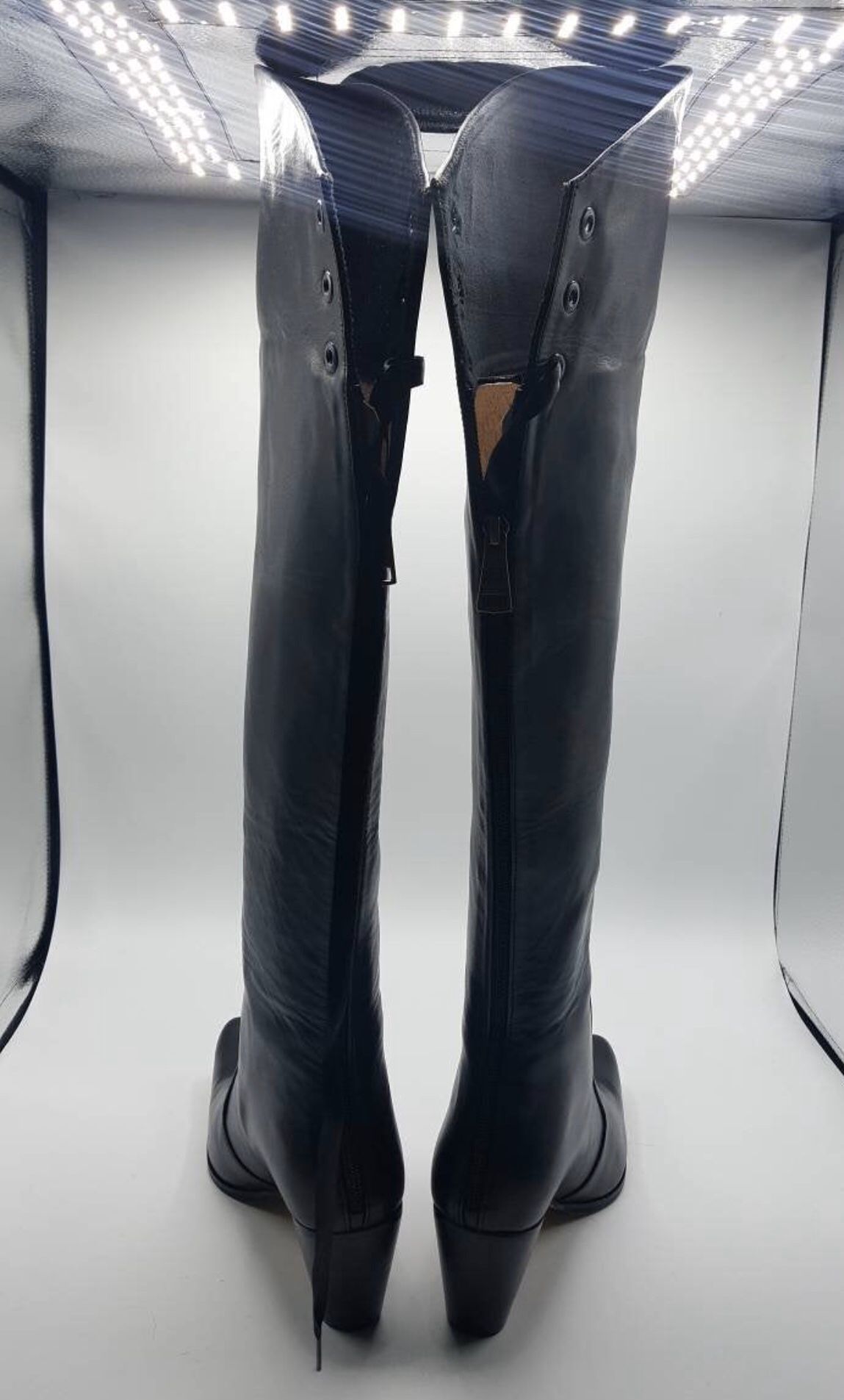 Custom Made Black Leather Boots Size 10