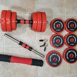 Adjustable Barbell And Dumbell Set Of Exercise Weights 