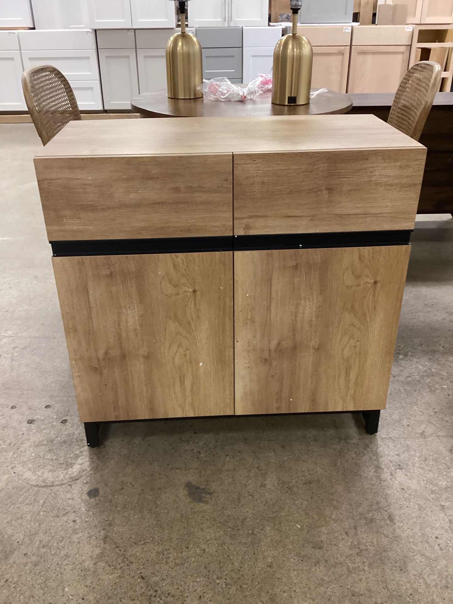 Wampat Modern TV Stand for 40 inch TVs, Entertainment Center Console with Adjustable Shelves and Metal Base for Living Room, Bedroom, Oak