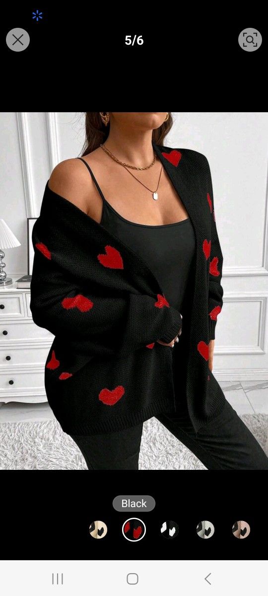 Heart Knitted Loose Cardigan 