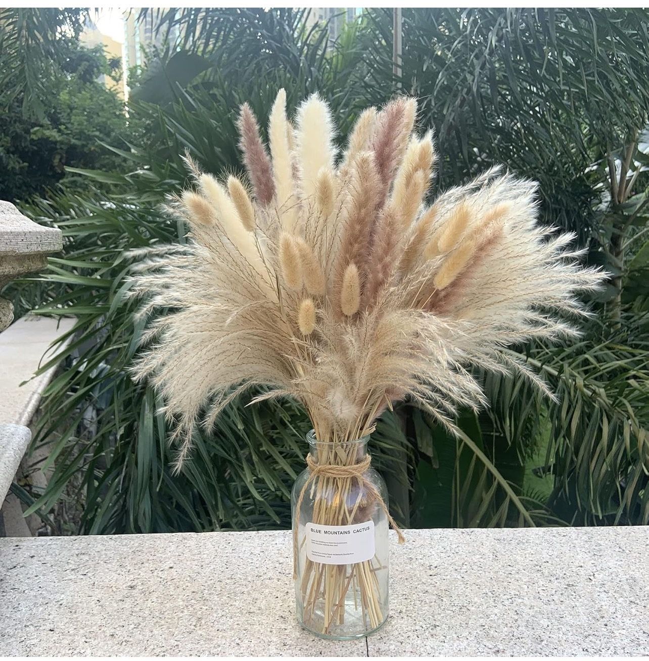Pampas Grass Decor 110 pcs 17.5inch Natural Dried Pampas Grass-15Pcs White Pampas & 15Pcs Brown Pampas & 50Pcs Reed Grass& 30Pcs Bunny Tail Grass,Fluf