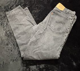 Men Size 38x32 Vintage Levi's 550 Relaxed Fit Tapered Jeans Black Orange Tab