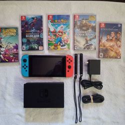 Nintendo Switch V2 With 5 Games
