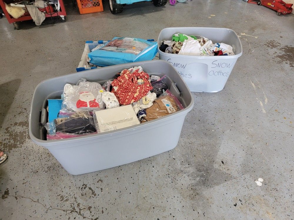 3 Totes Of Newborn-6 Month Clothing 