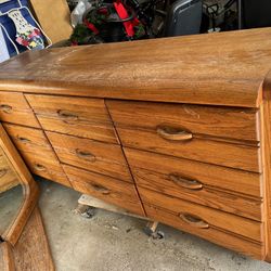 Wood Dresser And Mirror