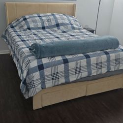 Queen Bed ( With Storage Drawers) + 14 Inch Novaform Memory Foam Mattress 