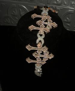 18 k Gold Plated Infinity Link Triple Cross Bracelet 