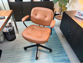 Designer Mid-Century Leather Task Chair