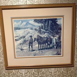 Joe Ferrara western cowboy And Horse Framed Print 