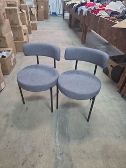 Modern round boucle dining or leisure chairs- set of 2