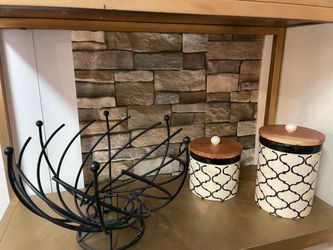 Kitchen Storage Canisters and Metal Fruit Basket