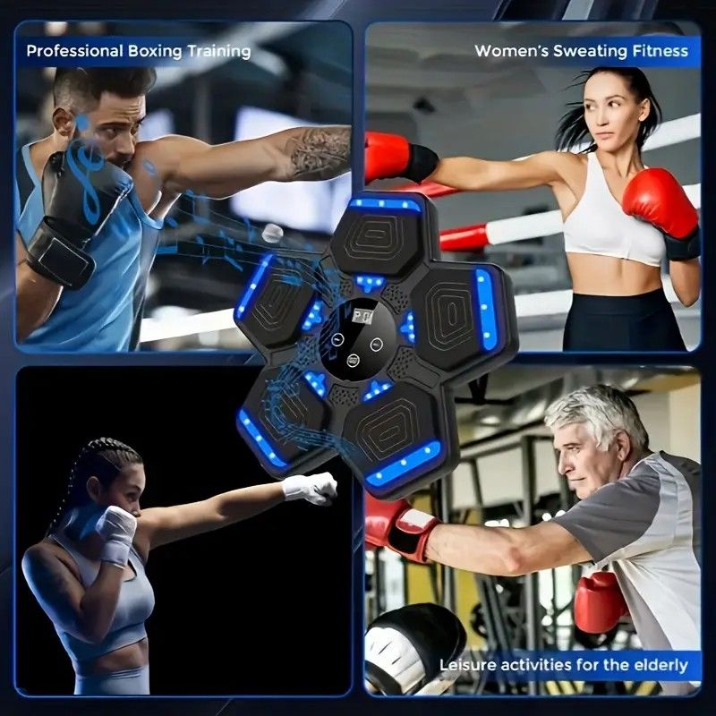 1pc Smart Music Boxing Machine with Gloves - USB Rechargeable LED Punching Target, Wireless ABS Wall-Mounted Home Workout Equipment, ≤36V Operating Vo