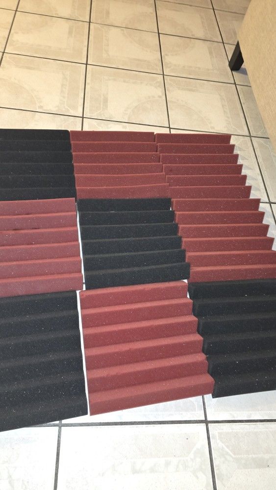 Acoustic Foam Sound Absorption Panels - Red and Black