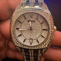  Men's Bulova Phantom Crystal Accent Watch with Square Silver-Tone Dial (Model: 96B296)