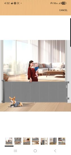 Extra Wide Retractable Baby Gate 120" Indoor Outdoor Dog Gate 34" Tall Mesh