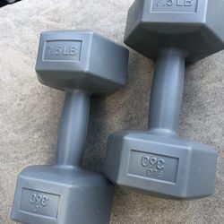 2 Hand Weights 7.5 Pounds Each FLO 360 Hex Head Hand Dumbbell Weights