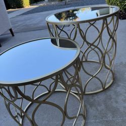 Two Metal Round End Table