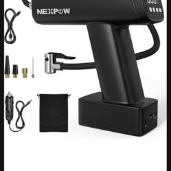 Auto Tire Inflator Portable Air Compressor, 160PSI Cordless Air Pump with 7500 mAh Battery, 12V DC Tire Pump with LED, Small Car Tire Inflator with Di