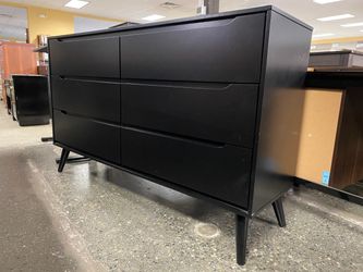 MCM Style Black 6-Drawer Dresser