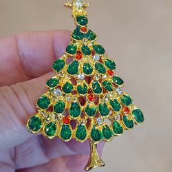 Brooch CHRISTMAS Tree with Rhinestones