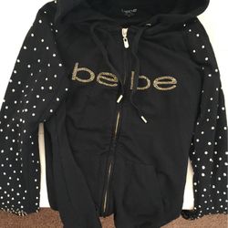 BEBE Hoodie XS  Gold Rhinestones 
