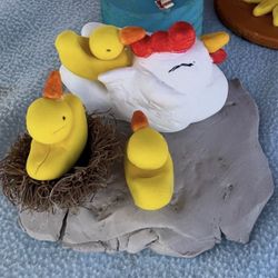 Hen And Chicks Handmade Figure 