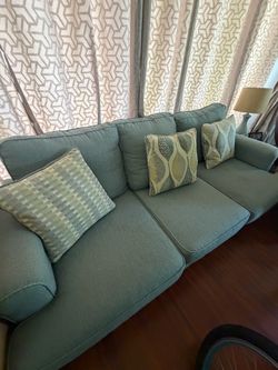 84” Green Couch with 3 pillows