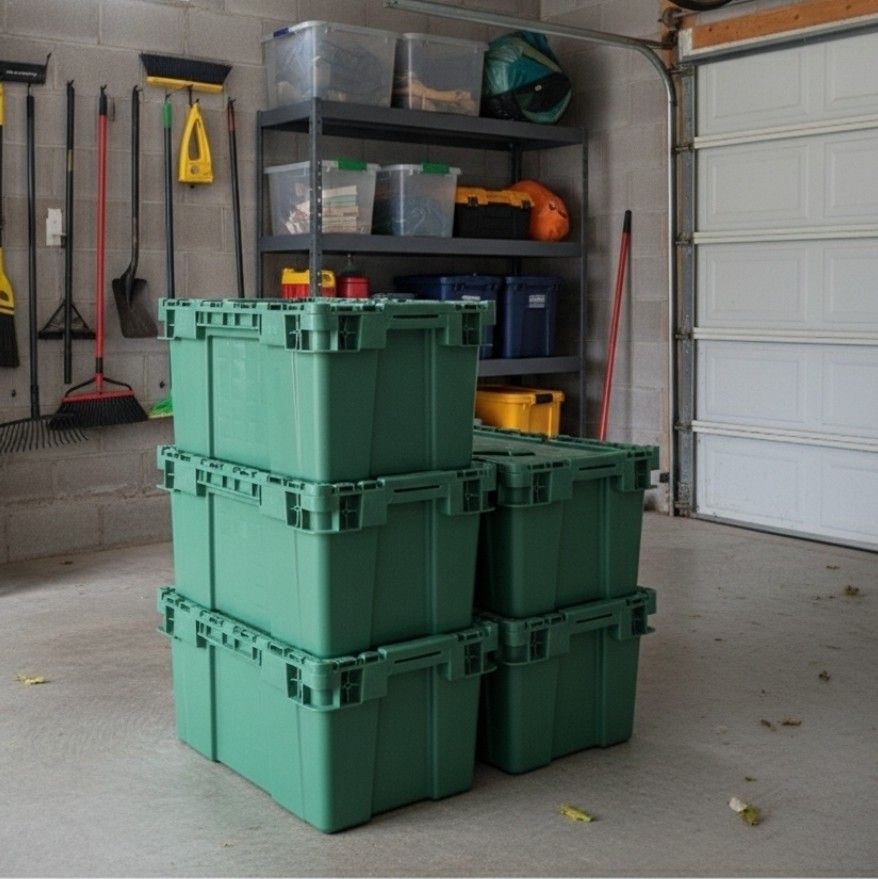 22" Moving Organization Storage Heavy Duty Crates Bins With Lids