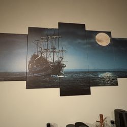 5 Piece Canvas Moon Ship Picture
