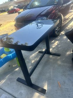 Adjustable Glass Desk With Drawer 