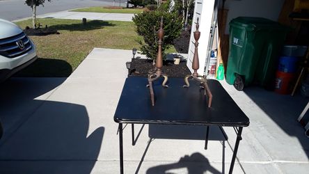 Antique brass andirons