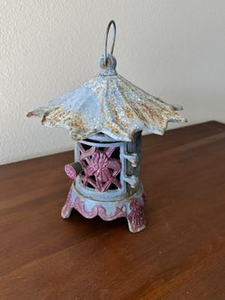 Vintage Cast Iron Pagoda Garden Candle Lantern