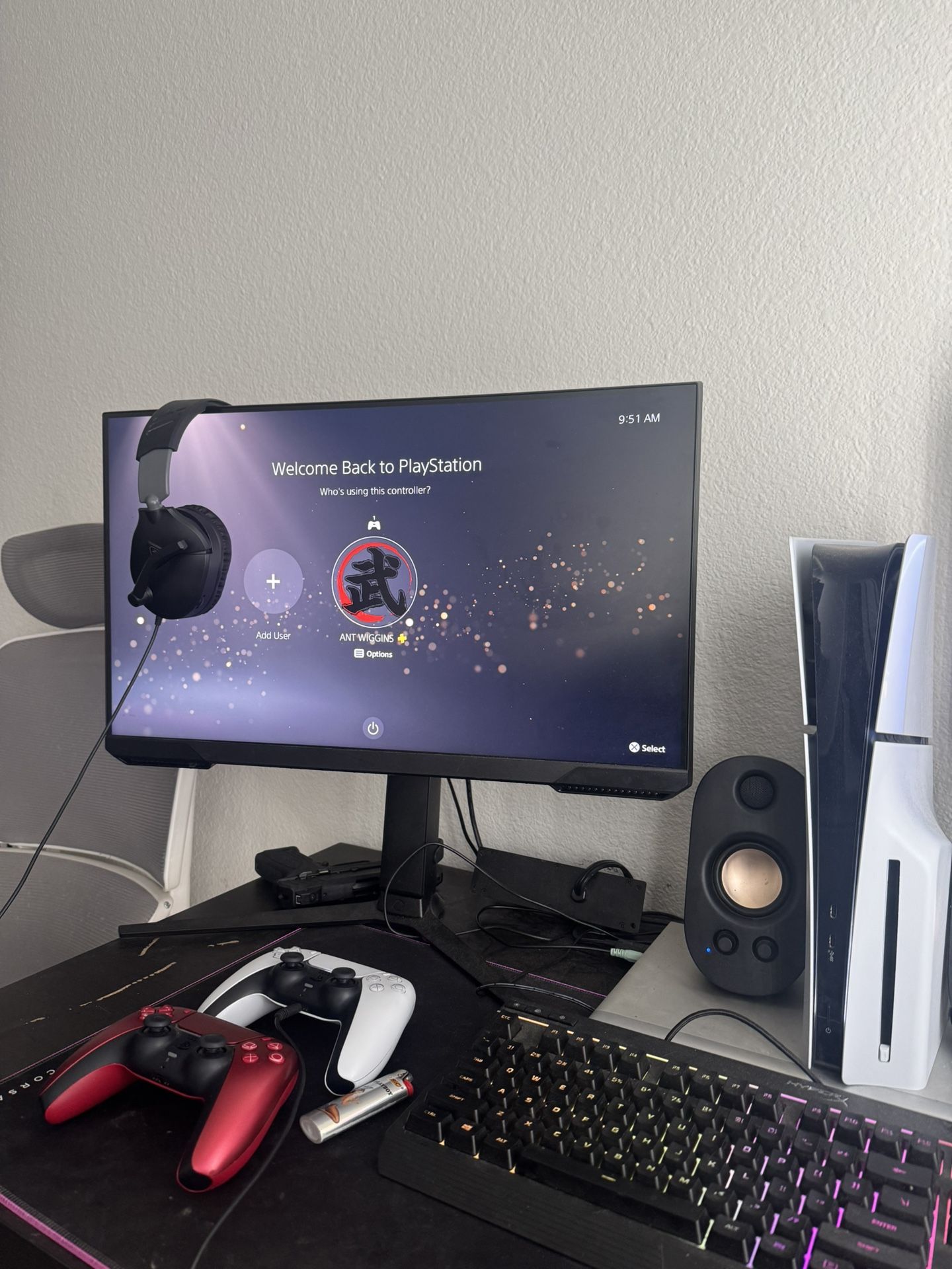 Ps Slim Two Controllers Headset, And Gaming Monitor