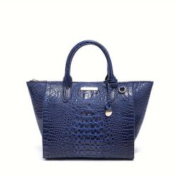 Luxury Women Crocodile Pattern Handbag Genuine Leather Tote Bag Retro Wings Wallet Fashion Shoulder Bag with Detachable Strap.