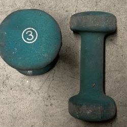 Pair Of 3 Pound Green Dumbbells 