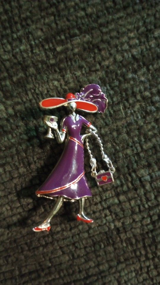 Vintage Red Hat Society Pin
