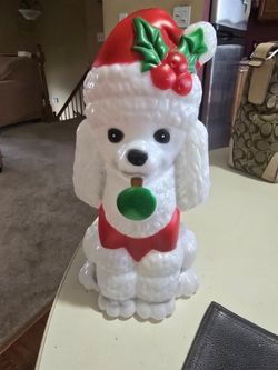 Christmas Poodle Blow Mold Figurine