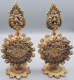 Set of Two Gold Vintage Stylebuilt New York ormolu perfume bottles