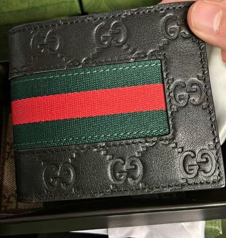 Mens Gucci Wallet Black Leather GG Wallet Guccisama NEW