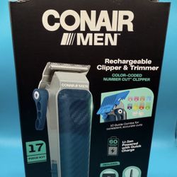 Conair Men Rechargeable Clipper & Trimmer. NEW