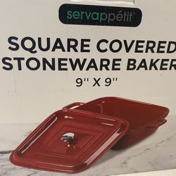 Square Covered Stoneware Baker