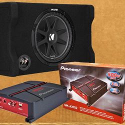 Kicker CDF10 Comp Series Down Firing 10" Subwoofer Selaed Box Pioneer 2 Ch Amplifier 300 Watts Package 🚨 No Credit Needed 🚨 