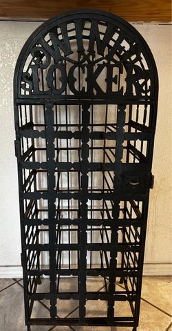 Wine Locker Metal Wine Rack with Door. 44” Height 17” Length 12” Width