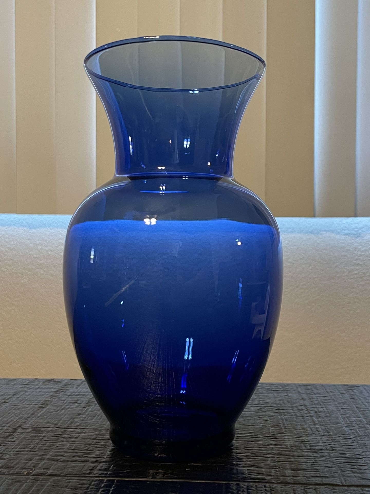 Cobalt Blue Glass Vase Elegant Flared Rim