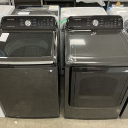 SAMSUNG SMART 4.7 cu. ft. Washer w/Impeller & Active Waterjet 7.4 cu. ft. Vented Electric Dyer w/Sen